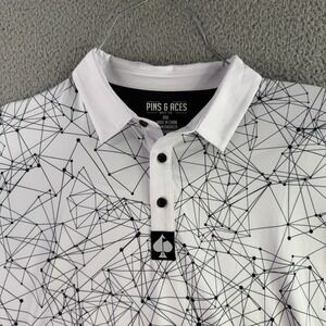 Pins & Aces Golf Polo Mens XXXL White Black Geometric Constellation Shirt